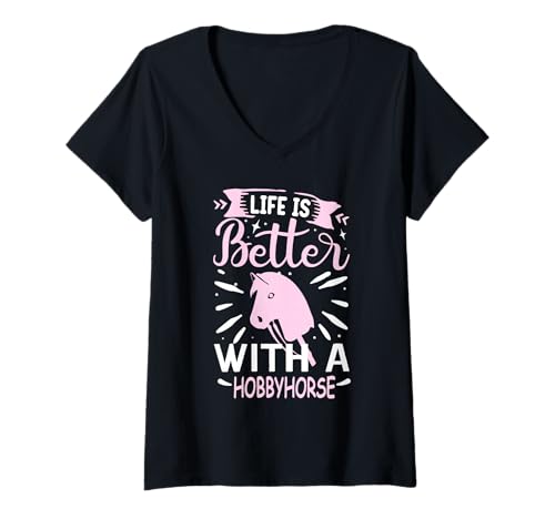Damen Hobby Horse für mädchen T-Shirt mit V-Ausschnitt Damen Hobby Horse für mädchen T-Shirt mit V-Ausschnitt von hobby horse für mädchen