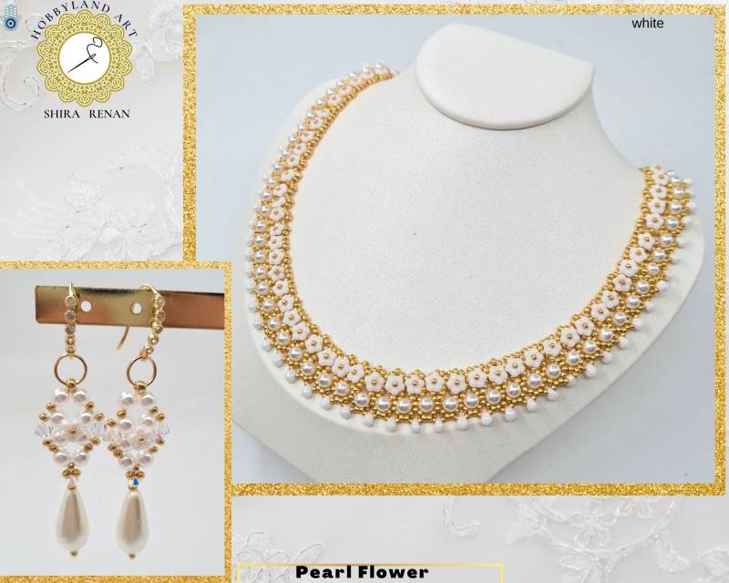 Kit & Anleitung "Perlen Blumen Kette Und Ohrringe " Rocailles Perlen, Perlen Perlen, Blumen , Kristallperlen - Beading Pattern-Tutorial von hobbylandarltd