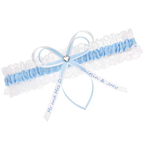 hochzeitsstrumpfband.de Strumpfband Blau - INDIVIDUELL BESCHRIFTET - (30-40 cm) von hochzeitsstrumpfband.de