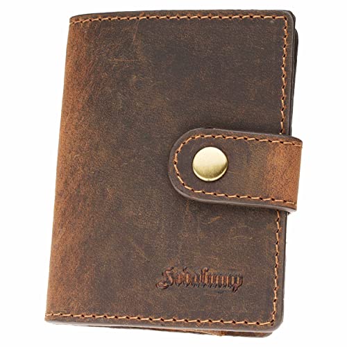 Hodalump Kreditkartenetui mit RFID-Schutz aus Echt-Leder • Kompaktes Kreditkartenhalter für Damen und Herren • Geldbörse mit Kartenhüllen • Braun von hodalump