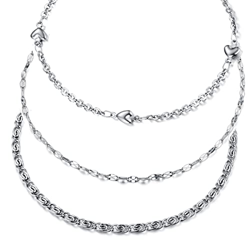 hoduar Luxuriöse Edelstahl-Fußkettchen für Damen - Verstellbar Wasserfeste, lichtechte zierliche Herz-Knöchel-Armbänder in Silber und Gold - Eleganter Schmuck für Frauen von hoduar