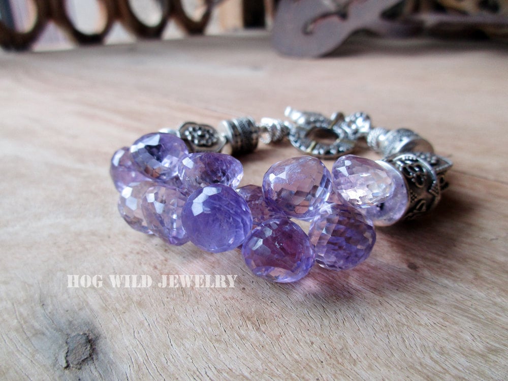 Artisan Amethyst Edelstein Bali Handgefertigt Silber Armband Für Frauen von hogwildjewelry