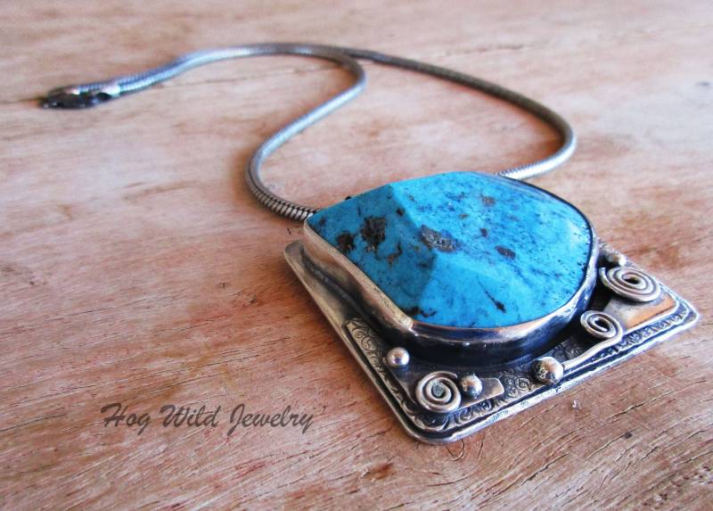 Artisan Sterling Silber Türkis Damen Halskette von hogwildjewelry