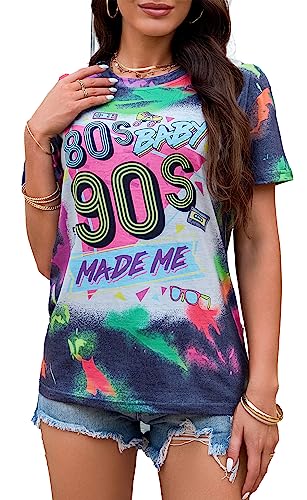 80s Baby 90s Made Me Shirt Damen Vintage Batik 90er Jahre Shirts Lässiges Retro 80er Jahre Nostalgie Shirt Oberteile von hohololo