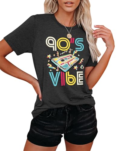 80s Baby 90s Made Me Shirt Damen Vintage Batik 90er Jahre Shirts Lässiges Retro 80er Jahre Nostalgie Shirt Oberteile (Grau-a,XL) von hohololo