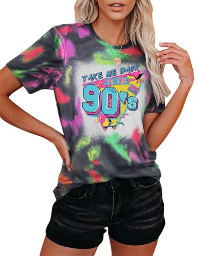 80s Baby 90s Made Me Shirt Damen Vintage Batik 90er Jahre Shirts Lässiges Retro 80er Jahre Nostalgie Shirt Oberteile (Mehrfarbig-b,S) von hohololo