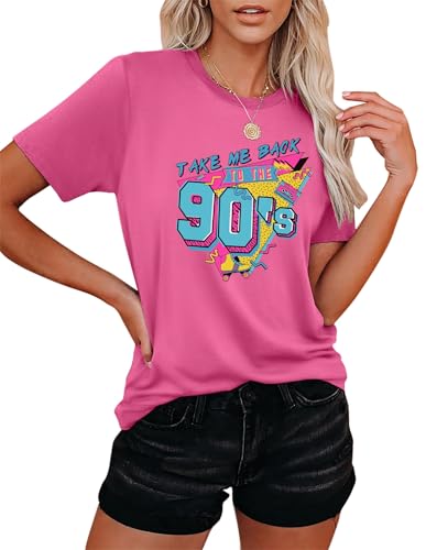 80s Baby 90s Made Me Shirt Damen Vintage Batik 90er Jahre Shirts Lässiges Retro 80er Jahre Nostalgie Shirt Oberteile (Rosa-b,L) von hohololo