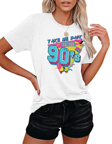 80s Baby 90s Made Me Shirt Damen Vintage Batik 90er Jahre Shirts Lässiges Retro 80er Jahre Nostalgie Shirt Oberteile (Weiß,S) von hohololo