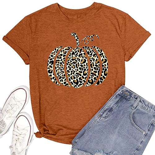 hohololo Damen Halloween T-Shirt Halloween Tshirt mit Kürbis Freizeit Oberteile von hohololo