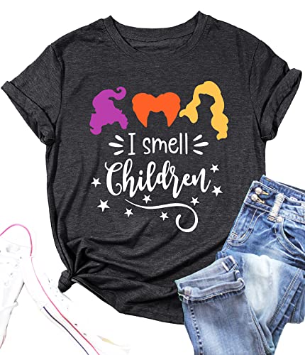 Halloween-Shirt Für Damen I Smell Children Sanderson Grafik T-Shirt Hocus Pocus Shirt Herbst Kurzarm T-Shirt Tops von hohololo