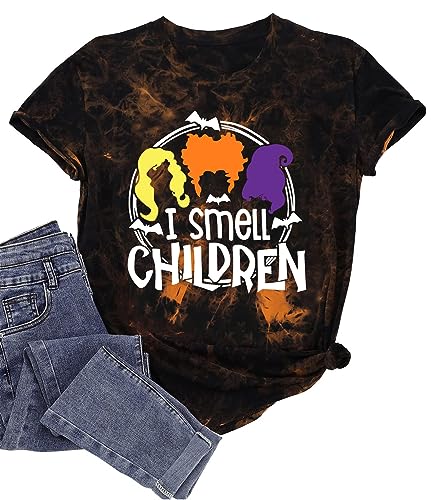 Halloween-Shirt Für Damen I Smell Children Sanderson Grafik T-Shirt Hocus Pocus Shirt Herbst Kurzarm T-Shirt Tops von hohololo