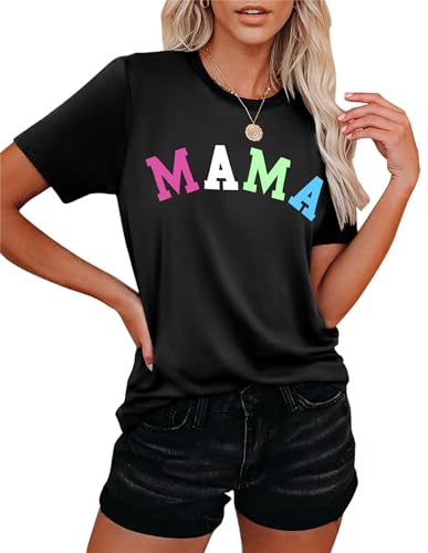 Mama Tshirt Damen Mama Buchstaben Gedruckt Shirt Mutti Muttertagsgeschenke Lustig Kurzarm Kleidung Oberteil von hohololo