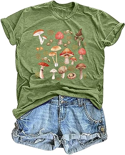 Pilz Shirt Für Damen Pilz Liebhaber Tshirt Frauen T-Shirt Mit Pilz Motiv Lässige Kurzarm-Tops Pilz Shirt Für Damen Pilz Liebhaber Tshirt Frauen T-Shirt Mit Pilz Motiv Lässige Kurzarm-Tops von hohololo