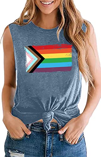 Pride Tank Top FüR Damen LGBT Regenbogen Flag Muster Shirt Gay Pride Month Oberteile von hohololo