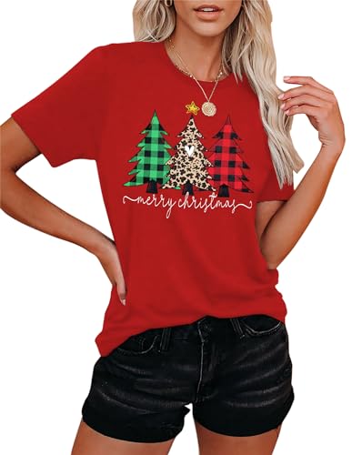 Weihnachts-Shirts Für Frauen Frohe Weihnachten Leopardenbaum Grafik-T-Shirts Kurzarm Xmas T-Shirts Feiertagsoberteile Weihnachts-Shirts Für Frauen Frohe Weihnachten Leopardenbaum Grafik-T-Shirts Kurzarm Xmas T-Shirts Feiertagsoberteile von hohololo