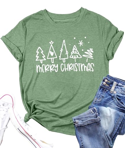 Weihnachtsbaum T-Shirt Für Damen Merry Christmas Bedruckte T-Shirts Kurzarm Holiday Tshirt Oberteile Weihnachtsbaum T-Shirt Für Damen Merry Christmas Bedruckte T-Shirts Kurzarm Holiday Tshirt Oberteile von hohololo