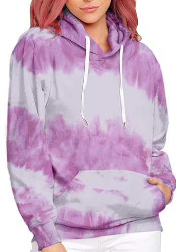 hohololo Batik Hoodie für Damen Tie Dye Kapuzenpullover Lässige Sweatshirt S-XXL (Mehrfarbig1,XL) von hohololo