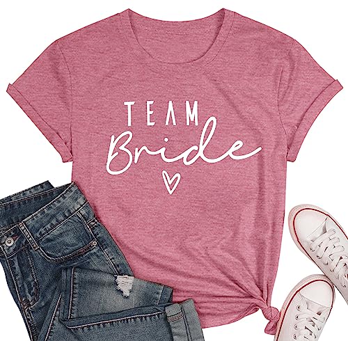 hohololo Damen JGA T-Shirt Team Bride Shirt Team Braut Shirt Für Frauen Junggesellenabschied Tshirt Brautjungfern-T-Shirts von hohololo