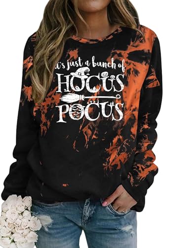 Halloween Sweatshirt Damen Hocus Pocus Langarmshirts Sanderson Sisters Pullover Tops Bluse (Schwarz3,M) von hohololo