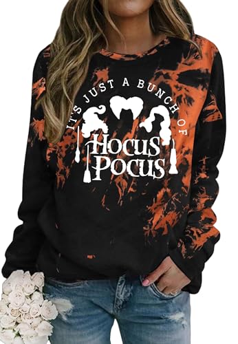 Halloween Sweatshirt Damen Hocus Pocus Langarmshirts Sanderson Sisters Pullover Tops Bluse (Schwarz4,XL) von hohololo