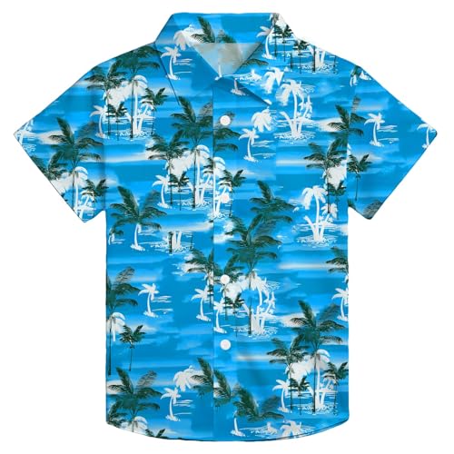 hohololo Hawaii Hemd Kinder Jungen-Hawaiian-Button-Down-Shirt tropischer Strand-Shirt im lässigen Stil 5–14 Jahre (Mehrfarbig1,11-12 Jahre) von hohololo