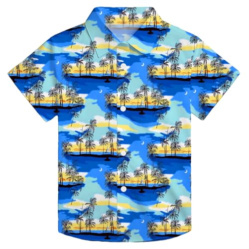 hohololo Hawaii Hemd Kinder Jungen-Hawaiian-Button-Down-Shirt tropischer Strand-Shirt im lässigen Stil 5–14 Jahre (Mehrfarbig2,9-10 Jahre) von hohololo