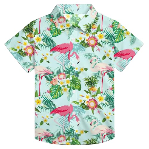 hohololo Hawaii Hemd Kinder Jungen-Hawaiian-Button-Down-Shirt tropischer Strand-Shirt im lässigen Stil 5–14 Jahre (Mehrfarbig3,11-12 Jahre) von hohololo