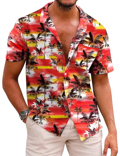 hohololo Hawaii Hemd MäNner Herren Hawaiihemd - Sommer Kurzarm-Hemd Party-Hemd von hohololo