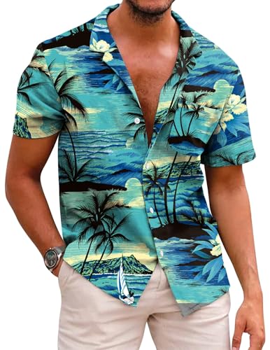 hohololo Hawaii Hemd MäNner Herren Hawaiihemd - Sommer Kurzarm-Hemd Party-Hemd von hohololo