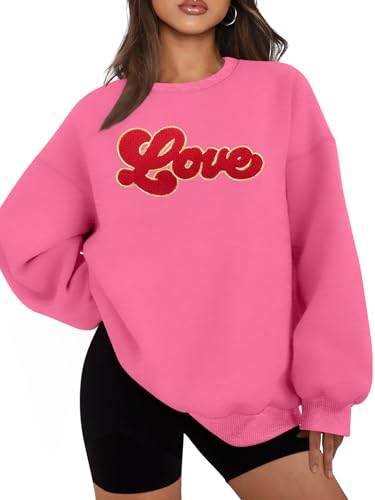 hohololo Valentinstags-Sweatshirt für Damen, übergroß, Herz-Motiv, Pullover, Valentinstag, langärmelig, Love-Pink, Mittel hohololo Valentinstags-Sweatshirt für Damen, übergroß, Herz-Motiv, Pullover, Valentinstag, langärmelig, Love-Pink, Mittel von hohololo