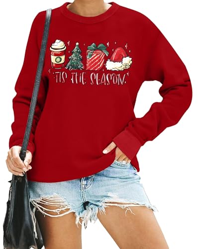 hohololo Weihnachts Sweatshirt Damen Weihnachtspullover Christmas Sweater Xmas Pullover von hohololo
