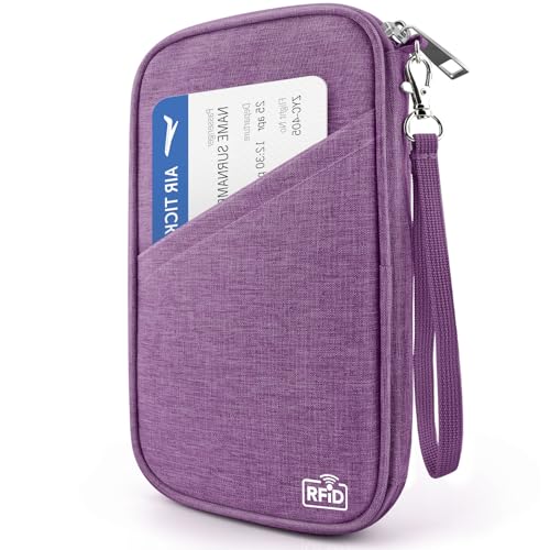 Reisepasshülle für Familie, RFID-Reisedokumenten-Organizer für Damen, wasserdicht, für Herren, tragbare Hülle für Karten, Bordkarte, Ausweis, Geld, Tickets mit Reißverschluss von hohom