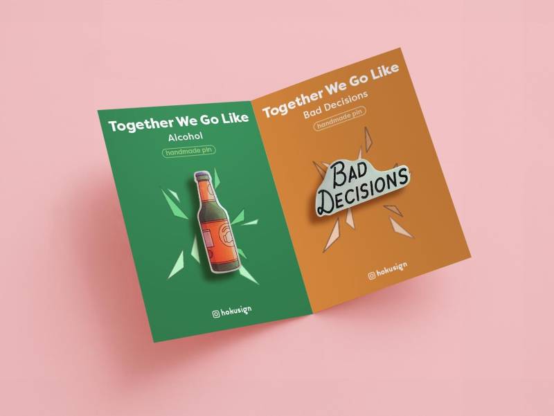 Friendship Pin | Together We Go Like - Alcohol & Bad Decisions Funny Birthday Gift Cute Set Creative Party Valentines von hokusign