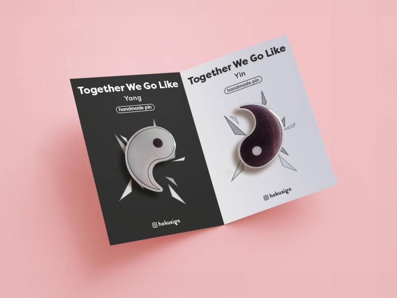 Friendship Pin | Together We Go Like - Yin & Yang Funny Birthday Gift Cute Set Creative Handmade Party Valentines von hokusign