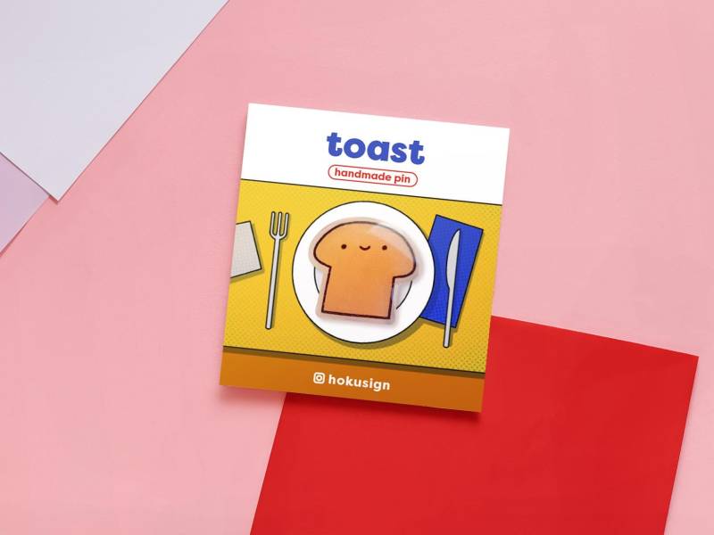 Handmade Toast Pin | Mini Collection Brooch For Backpacks & Clothes Cute Present von hokusign