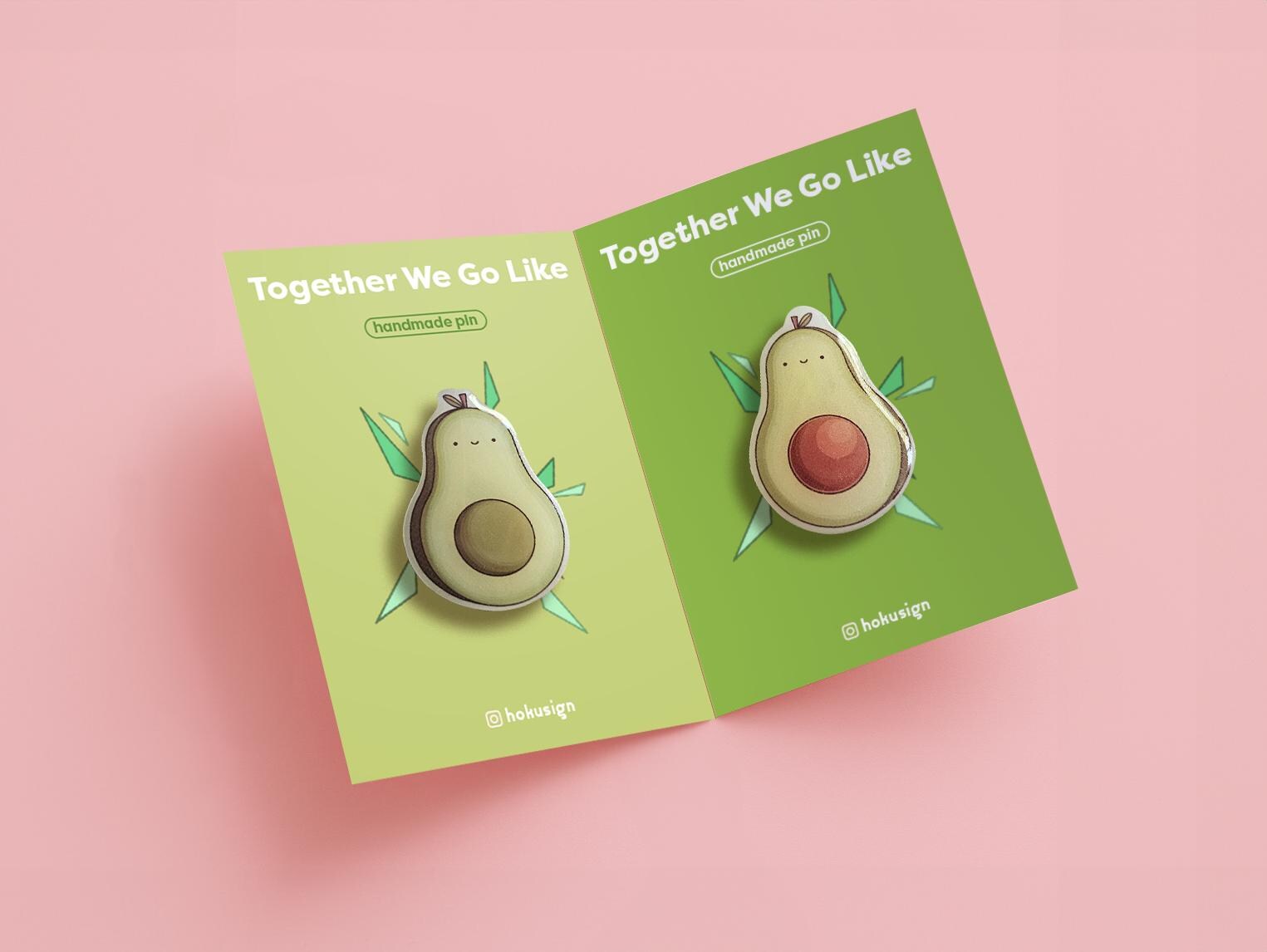Together We Go Like - Two Halves Of An Avocado | Funny Birthday Gift Cute Pin Set Creative Party Valentines von hokusign