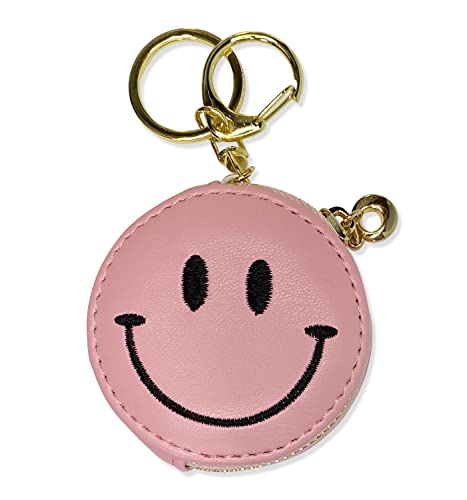 Holawit, süßes Smiley-Design, mit Reißverschluss, Münzgeldbörse mit Schlüsselanhänger, weiches Kunstleder, Schlüsselanhänger, rose Holawit, süßes Smiley-Design, mit Reißverschluss, Münzgeldbörse mit Schlüsselanhänger, weiches Kunstleder, Schlüsselanhänger, rose von holawit