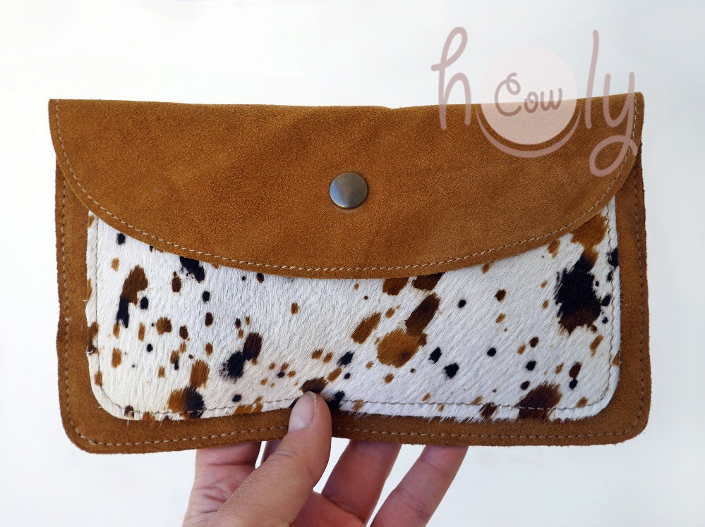 Handgemachte Wildleder Geldbörse Mit Funky Haarigem Rindsleder von holycowchic