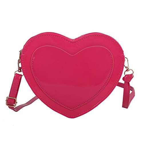 holygloomy Frauen Umhängetasche Reine Farbe Handtasche damen, Vintage PU Taschen Weibliche Liebe Herzform Crossbody Casual Kleine Geldbörse (rot), 18 x 17.5 5.5 cm von holygloomy