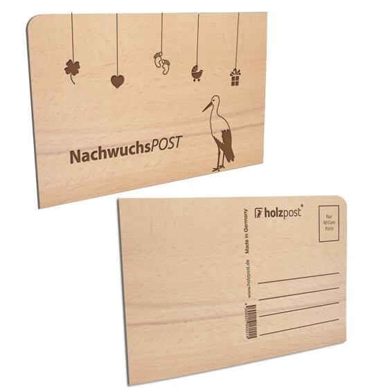 holzpost Nachwuchspost Postkarte aus Holz von holzpost