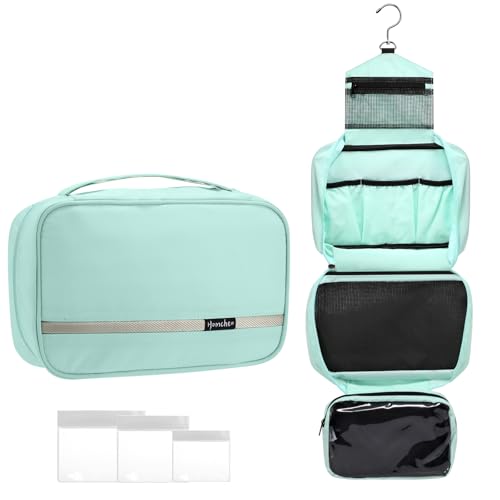homchen Hängende Toilettentasche Travel Kit für Männer Frauen, Upgrade Große Kapazität Waschtasche Make-up Tasche mit 4 Fächern, Faltbare Kompakte Größe (Mintgrün) von homchen