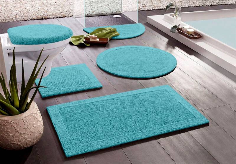 my home Badematte "Kapra, Badvorleger, Badezimmer Teppich" Höhe 14 mm beidseitig nutzbar  fußbodenheizungsgeeignet  strapazierfähig mit Bordüre, Badteppich, Badematte, Baumwolle von My Home