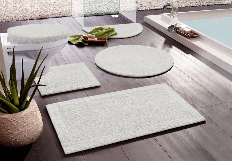 my home Badematte "Kapra, Badvorleger, Badezimmer Teppich" Höhe 14 mm beidseitig nutzbar  fußbodenheizungsgeeignet  strapazierfähig mit Bordüre, Badteppich, Badematte, Baumwolle von My Home