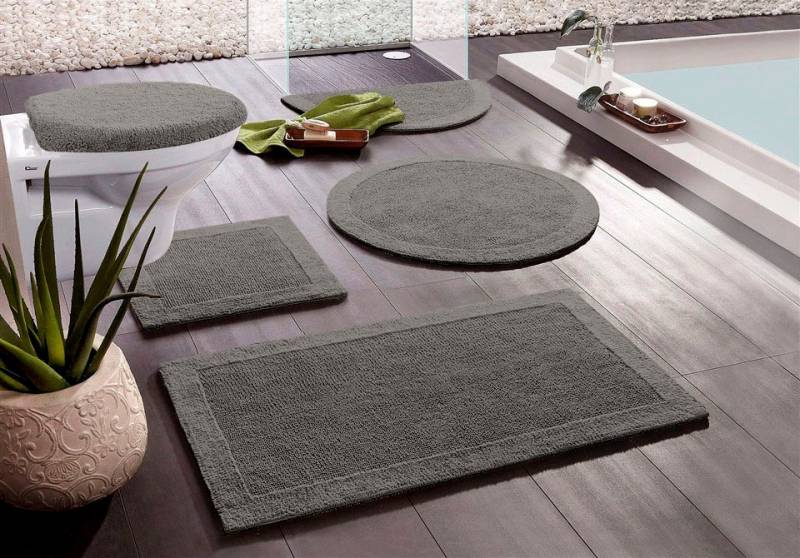 my home Badematte "Kapra, Badvorleger, Badezimmer Teppich" Höhe 14 mm beidseitig nutzbar  fußbodenheizungsgeeignet  strapazierfähig mit Bordüre, Badteppich, Badematte, Baumwolle von My Home