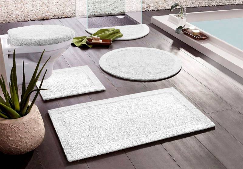 my home Badematte "Kapra, Badvorleger, Badezimmer Teppich" Höhe 14 mm beidseitig nutzbar  fußbodenheizungsgeeignet  strapazierfähig mit Bordüre, Badteppich, Badematte, Baumwolle von My Home