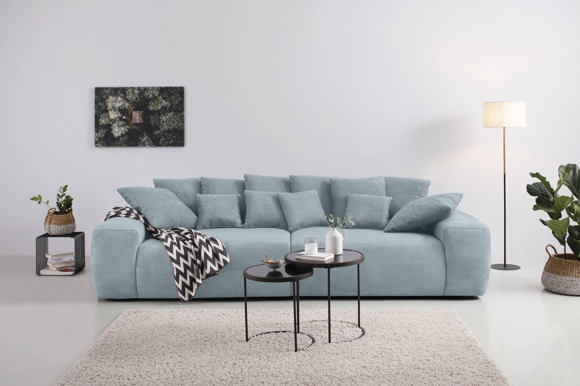 Home affaire Big-Sofa "Glamour", Boxspringfederung, Breite 302 cm, Lounge Sofa mit vielen losen Kissen von home affaire