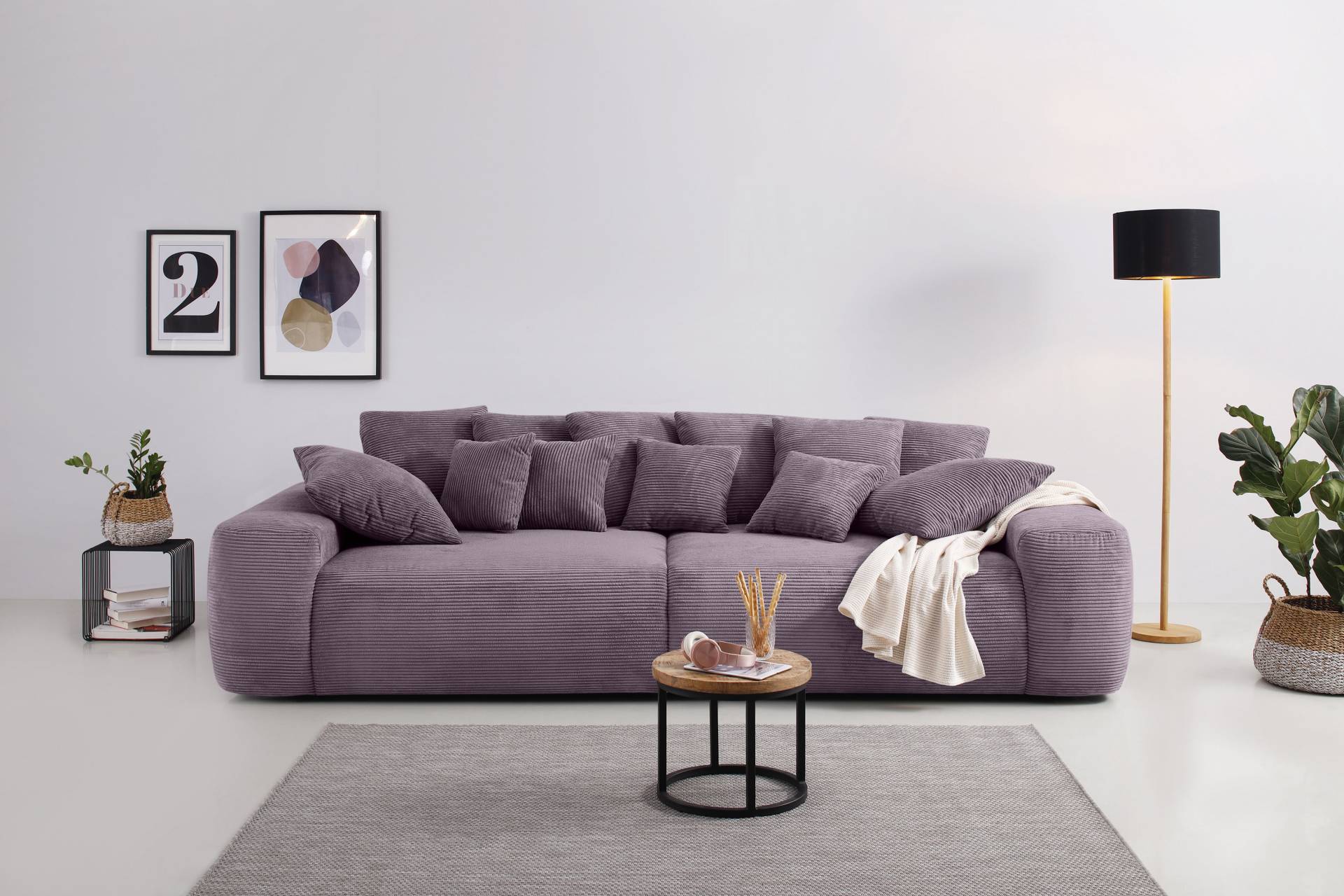 Home affaire Big-Sofa "Glamour", Boxspringfederung, Breite 302 cm, Lounge Sofa mit vielen losen Kissen von home affaire