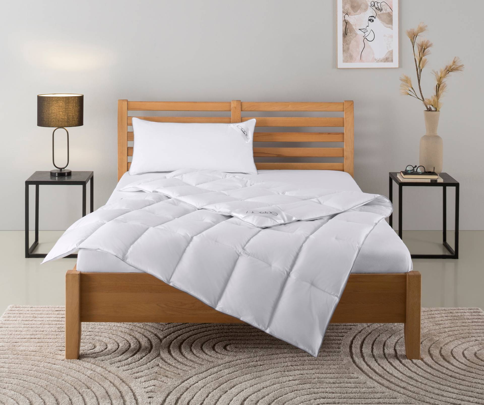 Home affaire Daunenbettdecke + Kopfkissen "TAMINS, Bettdecke 135x200 cm und 155x220 cm, 2-tlg." Set mit Kissen 40x80 cm, 80x80 cm, Sommer, Winter, Made in Germany von home affaire