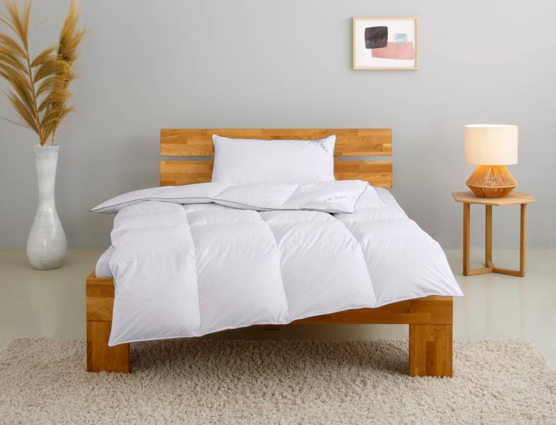 Home affaire Daunenbettdecke + Kopfkissen "TAMINS, Bettdecke 135x200 cm und 155x220 cm, 2-tlg." Set mit Kissen 40x80 cm, 80x80 cm, Sommer, Winter, Made in Germany von home affaire