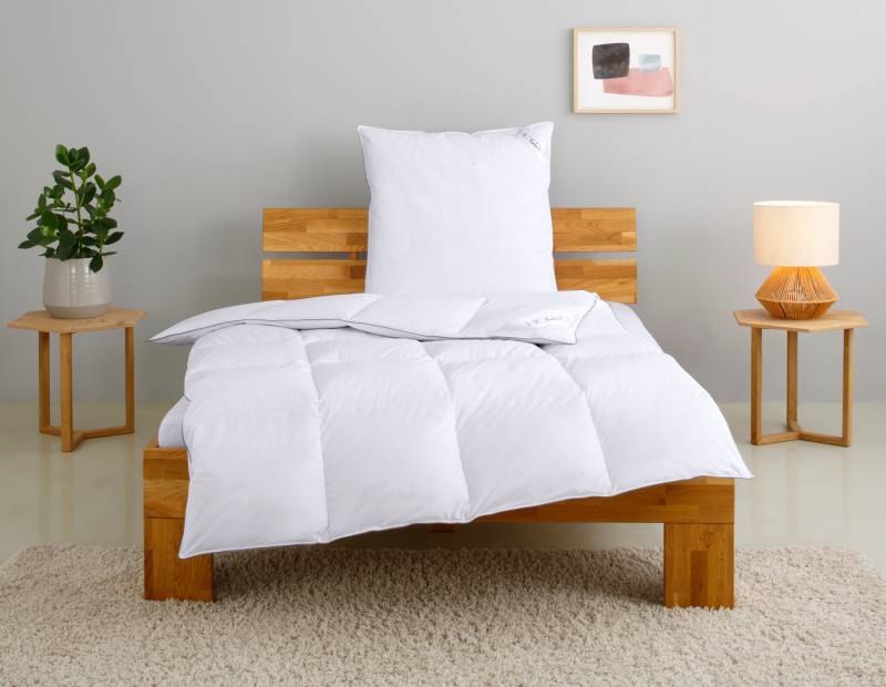 Home affaire Daunenbettdecke + Kopfkissen "TAMINS, Bettdecke 135x200 cm und 155x220 cm, 2-tlg." Set mit Kissen 40x80 cm, 80x80 cm, Sommer, Winter, Made in Germany von home affaire